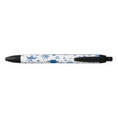 Stylo Noir Motif Flocon de Neige Bleu (Dos)