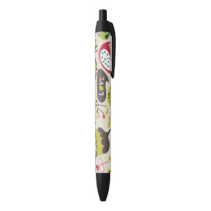 Stylo Noir Motif floral 8