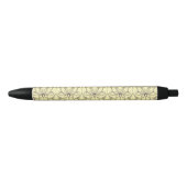 Stylo Noir Motif floral à la crème (Devant)