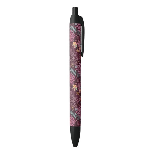 Stylo Noir Motif floral abstrait avec des oiseaux (Bas (Vertical))