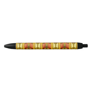 Stylo Noir Motif floral aux tulipes rouges Art nouveau vintag