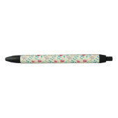 Stylo Noir Motif floral avec des chats de bande dessinée (Devant)