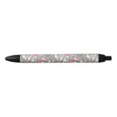 Stylo Noir Motif floral avec les oiseaux 2 de bande dessinée (Devant)