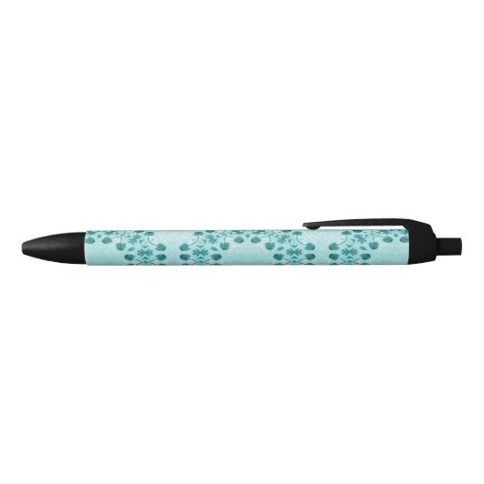 Stylo Noir Motif floral, bleu Turquoise (Haut)