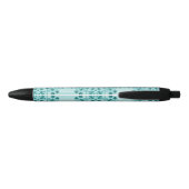 Stylo Noir Motif floral, bleu Turquoise (Dos)