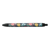Stylo Noir Motif floral coloré mignon (Devant)