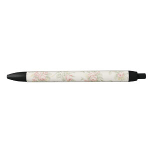Stylo Noir Motif floral Cottagecore Rose rose vintage