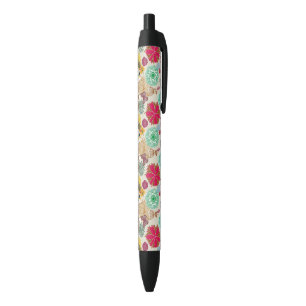 Stylo Noir Motif floral dans le rétro style