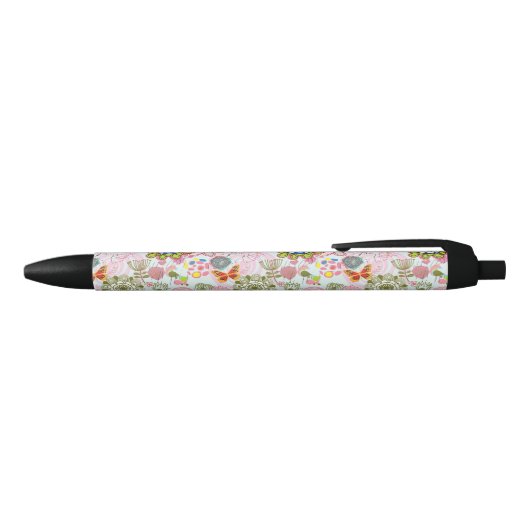 Stylo Noir Motif floral dans le rétro style 2 (Haut)