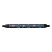 Stylo Noir Motif floral de bouquet rose (Devant)