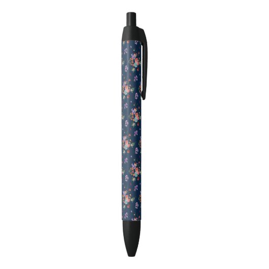 Stylo Noir Motif floral de bouquet rose (Bas (Vertical))