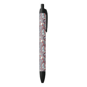 Stylo Noir Motif floral de griffonnage de Paisley