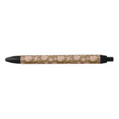 Stylo Noir Motif floral de rose et de brun (Devant)