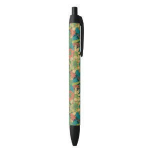 Stylo Noir Motif floral d'été