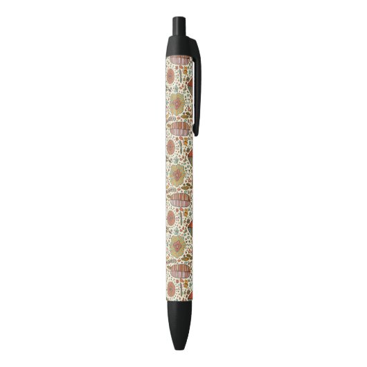 Stylo Noir Motif floral d'été fait de feuille (Bas (Vertical))