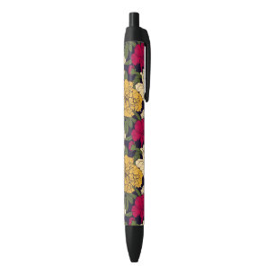 Stylo Noir Motif floral élégant