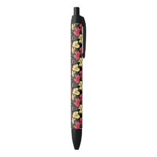Stylo Noir Motif floral élégant 2