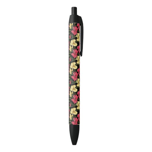 Stylo Noir Motif floral élégant 2 (Bas (Vertical))