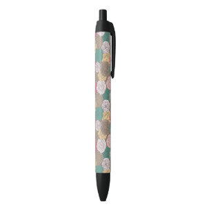 Stylo Noir Motif floral élégant. Floral lumineux
