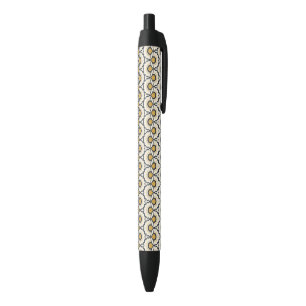 Stylo Noir Motif floral géométrique