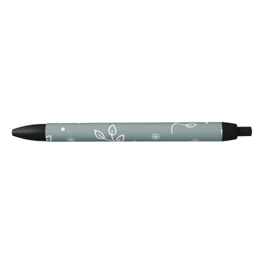Stylo Noir Motif floral moderne (Devant)