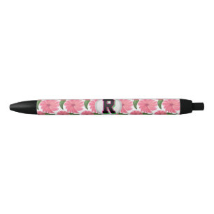 Stylo Noir Motif floral personnalisé à l'aquarelle