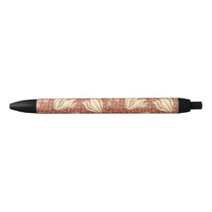 Stylo Noir Motif floral Red Lily de style William Morris