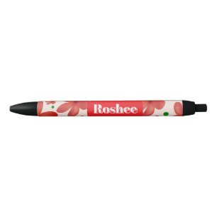 Stylo Noir Motif floral rouge sans couture Fleur rétro mignon