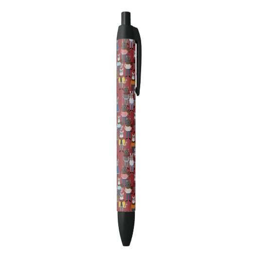 Stylo Noir Motif frais de chat de hippie (Bas (Vertical))