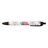 Stylo Noir Motif fraise et fleur (Bas)
