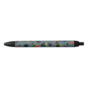 Stylo Noir Motif framboise 2