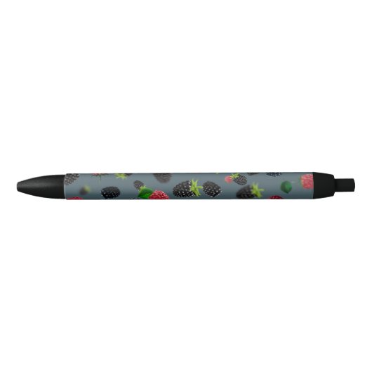 Stylo Noir Motif framboise 2 (Devant)