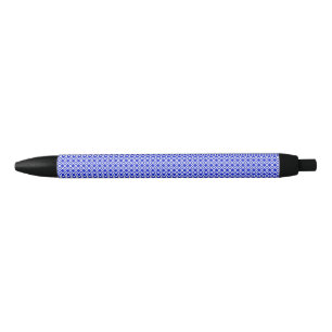 Stylo Noir Motif géométrique diamant bleu et blanc moderne