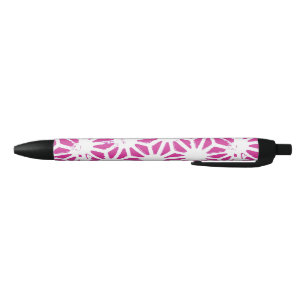 Stylo Noir Motif géométrique Fuchsia