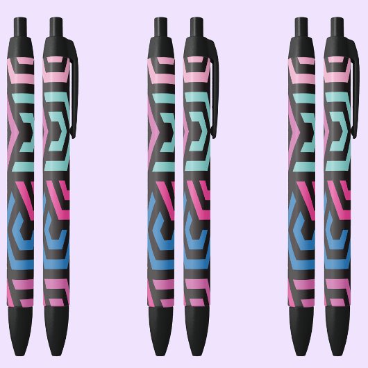 Stylo Noir Motif géométrique Hexagon