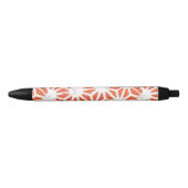 Stylo Noir Motif géométrique orange et blanc (Devant)