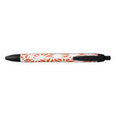 Stylo Noir Motif géométrique orange et blanc (Dos)