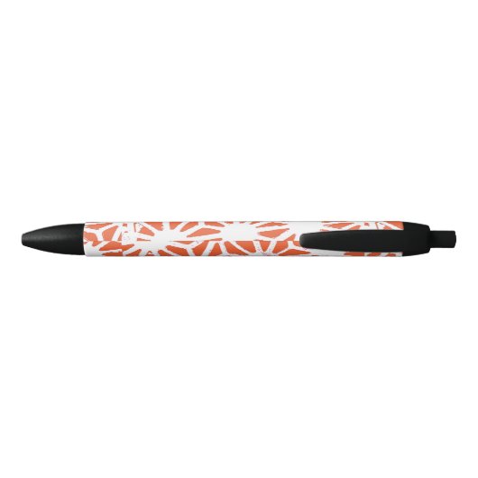 Stylo Noir Motif géométrique orange et blanc (Dos)