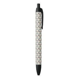 Stylo Noir Motif géométrique turquoise