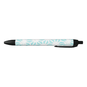 Stylo Noir Motif géométrique turquoise