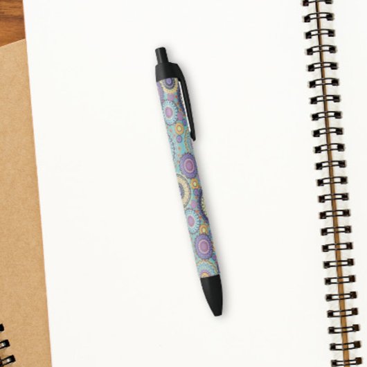 Stylo Noir Motif géométrique turquoise chic moderne élégant