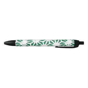 Stylo Noir Motif géométrique vert et blanc