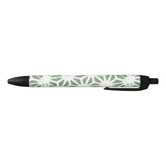 Stylo Noir Motif géométrique vert et blanc olive (Bas)