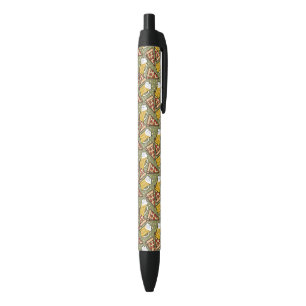 Stylo Noir Motif graphique de bière et de pizza