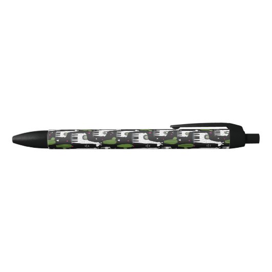 Stylo Noir Motif heureux de lama (Haut)