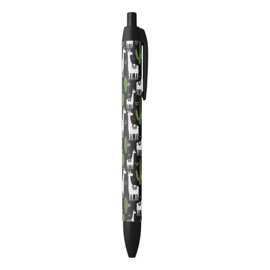 Stylo Noir Motif heureux de lama (Bas (Vertical))