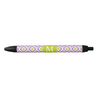 Motif Ikat vert violet monogramme