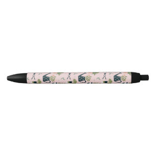 Stylo Noir Motif imprimé de jardinage rose fantaisiste