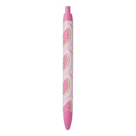 Stylo Noir Motif joli pastèque rose (devant Vertical)