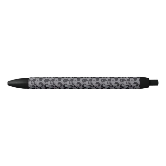 Stylo Noir Motif Léopard Guépard Gris Foncé Noir (Devant)